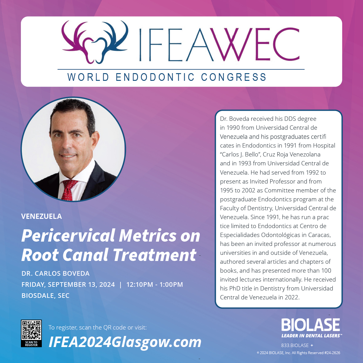 9月13日  Dr. Carlos Boveda   應用 YSGG 雷射取得的 Endo 臨床成果分享！